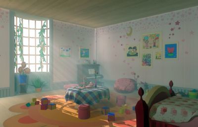 卡通臥室與室外設(shè)施工程施工資源下載 小孩房間模型及MB、MAX、FBX、OBJ格式網(wǎng)盤分享